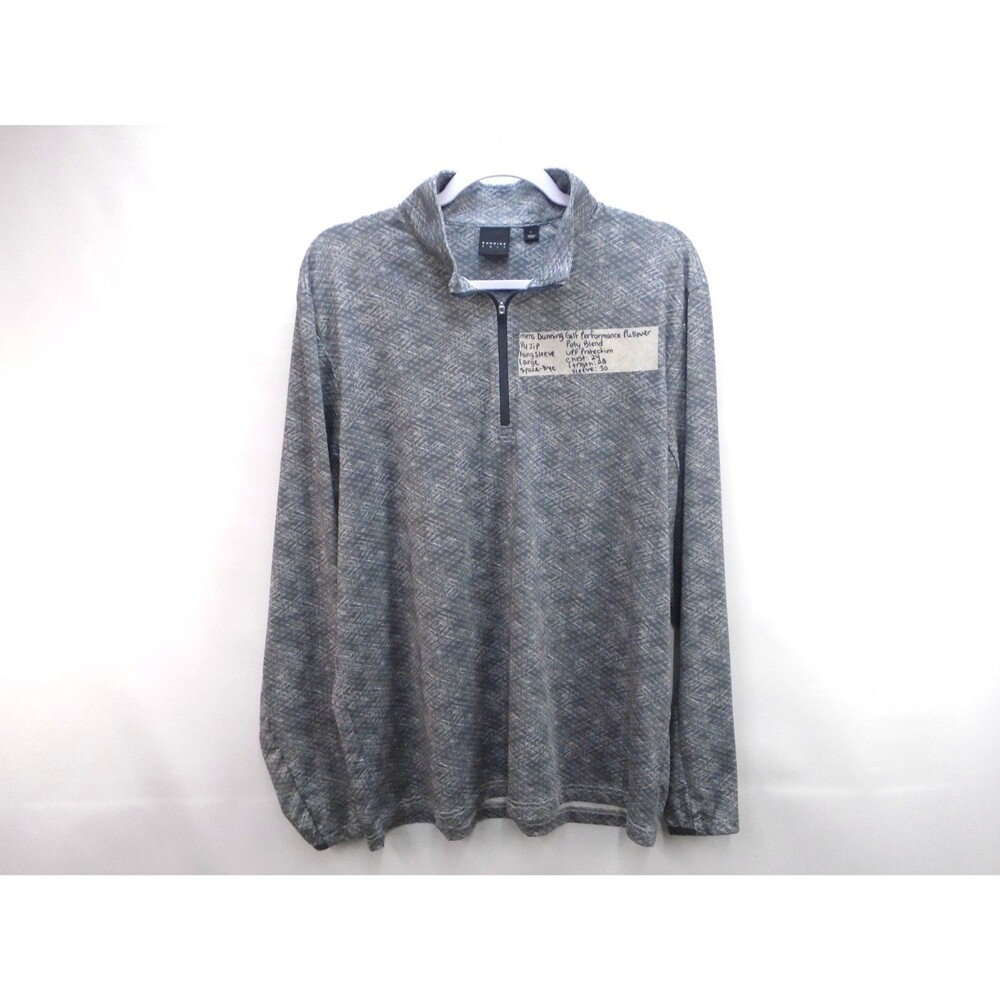 Dunning Golf Pullover Mens Large Gray 1/4 Zip Performance Space Dye Stretch L